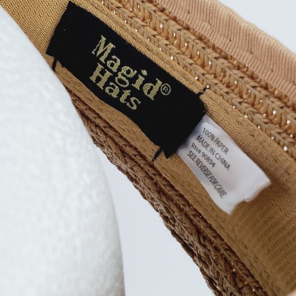 Magid Hats, Sun Hat, 100% Paper, Neutral Shimmer with Big Bow Split Back, Sz Adj - Picture 4 of 6